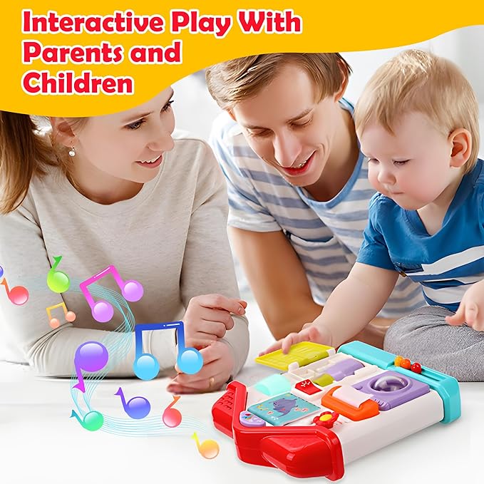 Baby Busy Board for 1 Year Old, Musical Montessori House Busy Board with Light & Music, Toddler Activity Toy for Boys Girls 12-18 Months, 1 Year Old Birthday Gift