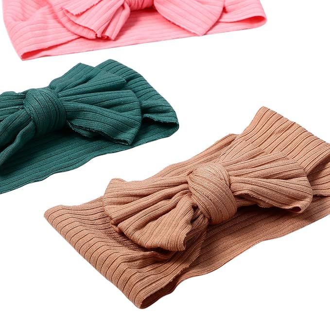 Cupimatch 6 Pieces Baby headbands: Bow design Soft Thread Cotton Solid color Comfort Headband Handmade Hair Newborn Infant Toddlers Kids