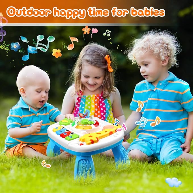 Baby Toys 6-12 Months, Musical Learning Table Toys for 1 2 3 Year Old Boys Girls Early Education Activity Center Toys for 7 8 9 10 18 Months Kids Toddler Valentines'Day Birthday Gifts