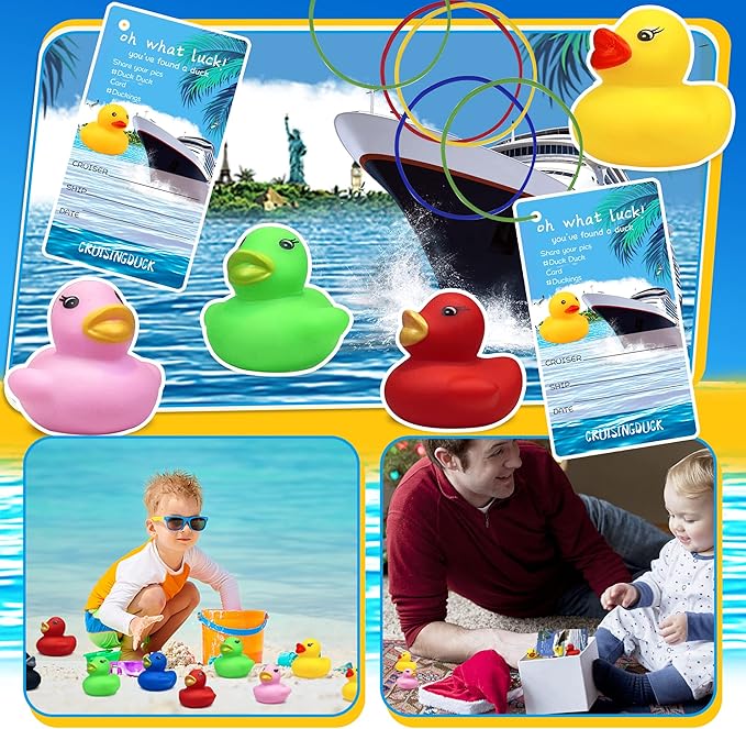 72 PCS Duck Cruise Kits Duck Tags Bands for Hiding Carnival