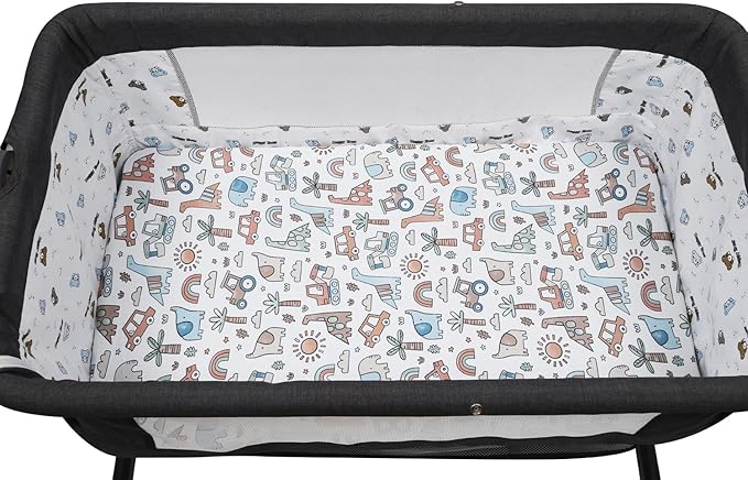 Pack n Play Sheet Stretchy Fitted Portable Mini Crib Sheets Set 2 Pack,Playard Sheets Convertible Playard Mattress Cover,Ultra Soft Jersey Material, Light Blue & Car