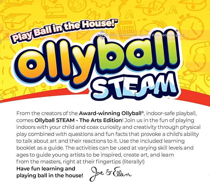 Ollyball STEM Indoor Play Ball for Kids – Color-Your-Own Inflatable Art Ball with Learning Activities, Lightweight & Durable for Indoor Fun, Ages 4–8