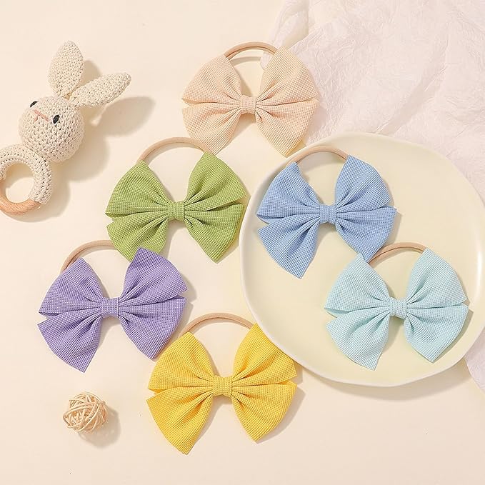 Baby Girls Nylon Headbands Newborn Bows Handmade Hair Bows Soft Hairbands Hair Accessories for Teen Infant Toddler Kids 3PCS