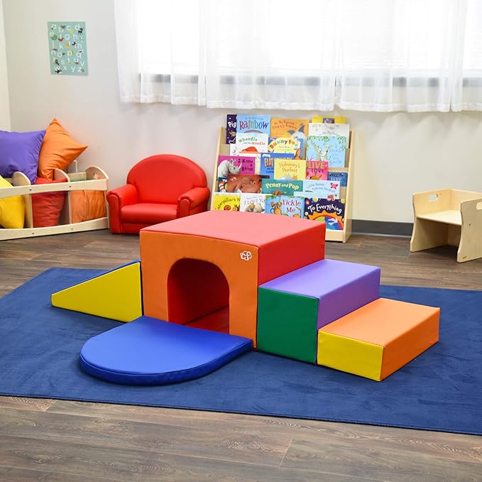 Children's Factory Baby Crawling Tunnel, Foam Climbing Blocks for Toddlers, Soft Homeschool Jungle Gym