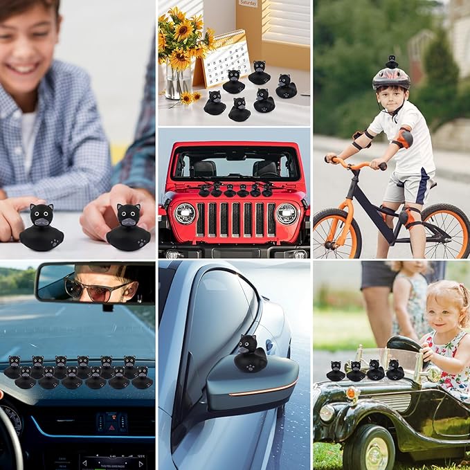 12 Pcs Rubber Ducks,Black Cat Rubber Ducks for Jeeps,Baby Bath Toys,Fun Small Black Cat Bath Duck for Baby Shower Pool Party Favors