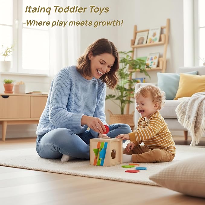 5 in 1 Montessori Toys for 2 3 Year Old Boys and Girls, Wooden Learning Toys with Object Permanence, Bird Feeding Game, Fine Motor Skills, Problem Sloving