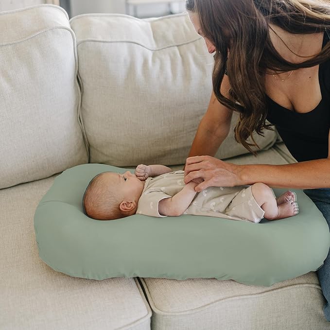 Konssy 2 Pack Baby Lounger Cover, Stretchy and Soft Newborn Lounger Cover, Infant Lounger Slipcover for Boys Girls, Covers Only (Green Leaves,Green)