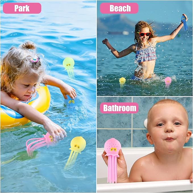 6pcs Octopus Water Balls, Funny Octopus Floating Pool Toys Novelty Sensory Squeeze Water Bomb Splash Balls Summer Swimming Pool Bath Toy for Kids (6 Colors)