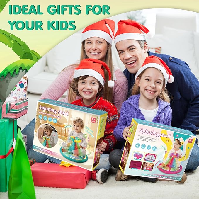 Sumapner Dinosaur Sit and Spin for Toddlers, Extra Large Size,Christmas Stocking Stuffers for Boys Girls with Music & LED Lights, 360°Spinning Seat Sensory Toys Kids Birthday Gifts