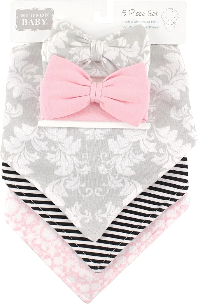 Hudson Baby Unisex Baby Cotton Bib and Headband Set