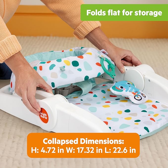 Bright Starts Terazzo Neutral 2 Position Baby Floor Seat Foldable Unisex Multi-Coloured