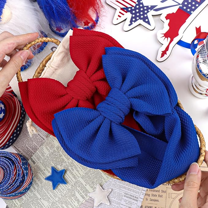 YanJie 2PCS 7'' Baby Hair Bows Headbands for Newborn Infant Toddler Girls Handmade Hair Accessories with Big Bow Kids Outfits