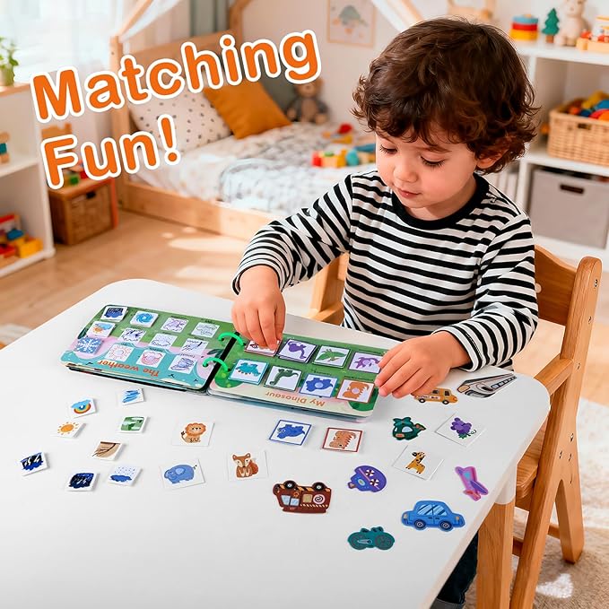 NAHSHON Small Montessori Busy Book for Toddlers 2-5, 12 Themes Preschool Learning Activities Educational Sorting Toys for Kids 3 Year Old, Autism Sensory Fine Motor Matching Games for Toddlers