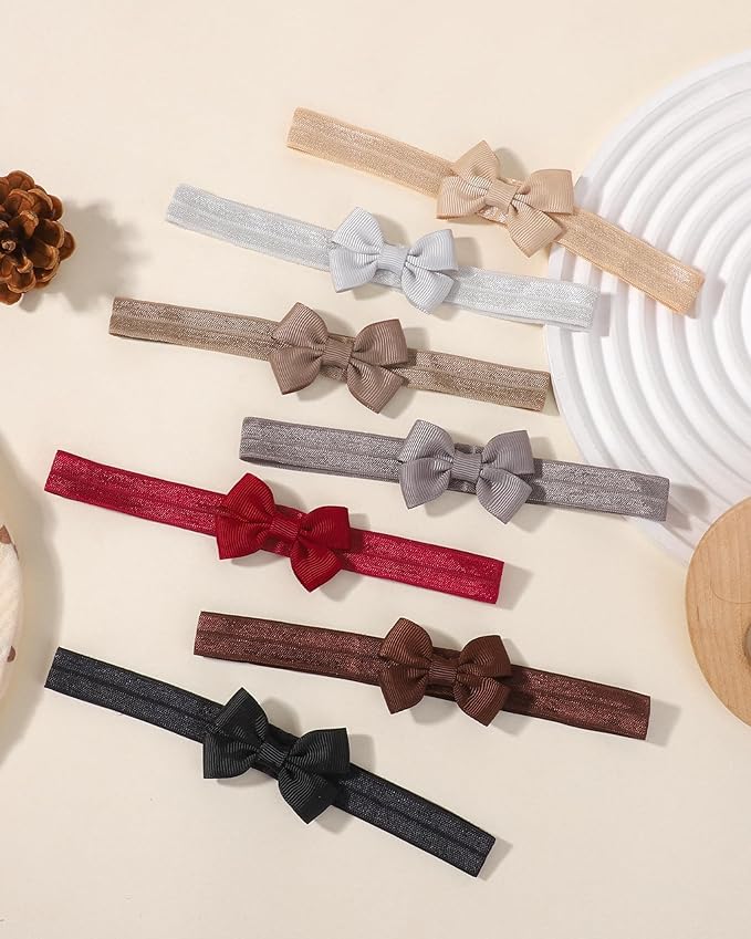 jollybows 40pcs Baby Girls Bows Headbands EXTREMELY MINI Elastic Hairband Ribbon Bow Hair Accessories for Kids Toddlers Infants Newborn
