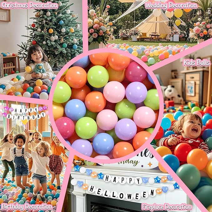 GOGOSO Ball Pit Balls for Toddlers Dogs Baby Boys Girls 2.2Inch Plasticball Toys for Kid Play Tent Birthday Slides Party Decor 50 100 170 200 500 1000