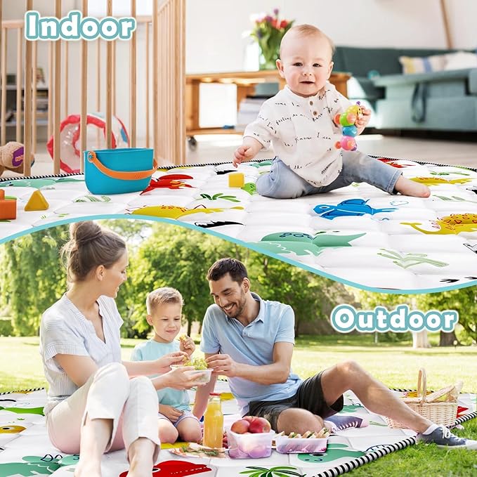 Palopalo Thicken Foam Baby Play Mat for Floor, 50x50 inch Play Mat for Playpen, Soft Padding Playmats for Babies, Toddlers and Infants, Non-Slip and Foldable Baby Crawling Mat, Machine Washable