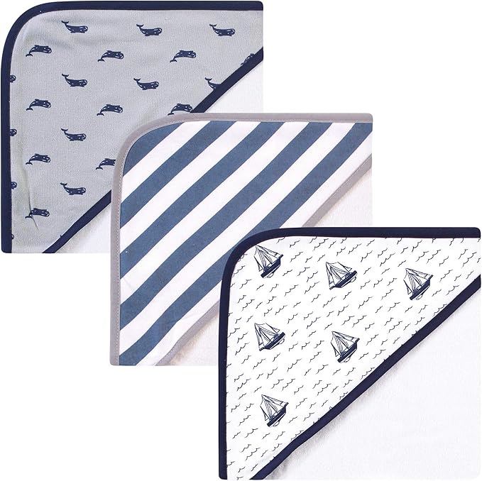 Hudson Baby Unisex Baby Cotton Rich Hooded Towels, Sailboat, One Size
