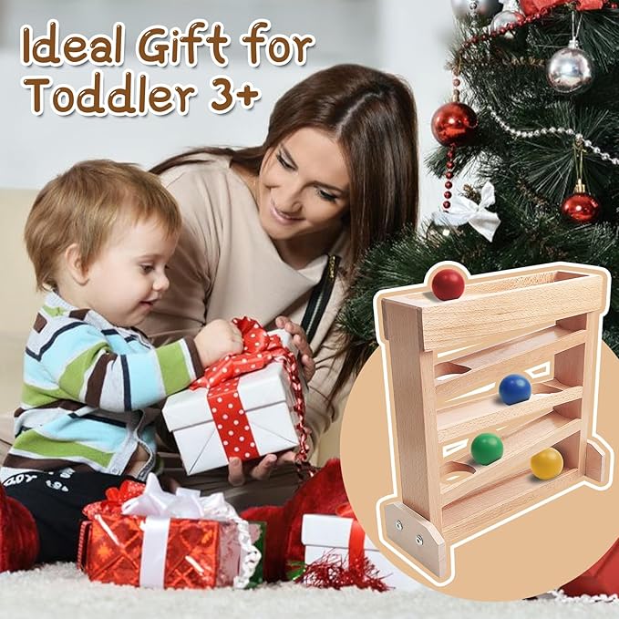 Montessori Ball Drop Toy for 2 3 Year Old, Wooden Ball Drop Toy Wooden Ball Tower for Toddlers, Pound a Ball for Toddlers Early Childhood Education Visual Tracking for Boys Girls Gift