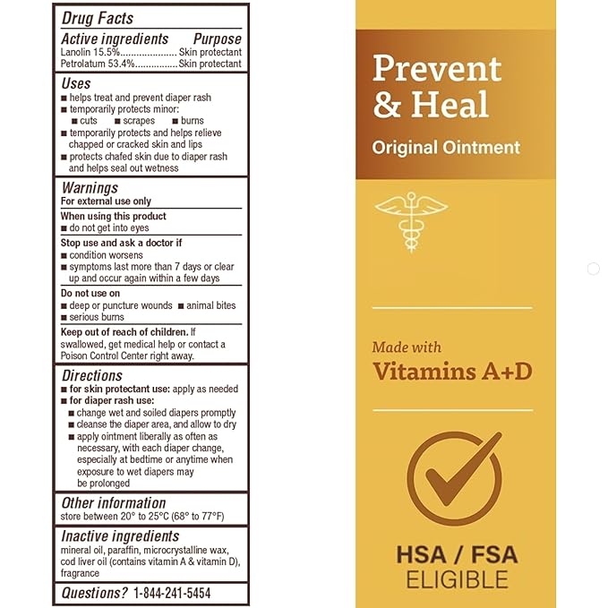 A+D Original Diaper Rash Ointment and Skin Protectant, 4 oz (113 g)