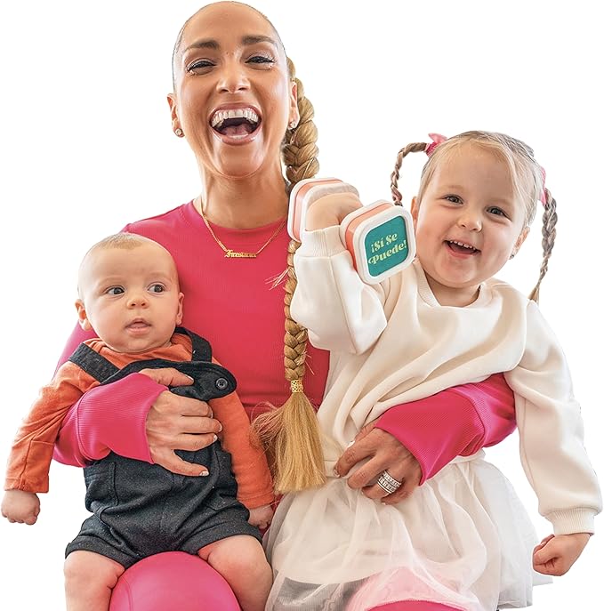BEBÉ Fuerte Baby Workout Toys by Robin Arzon - Count & Groove Bouncy Barbell - Baby Play Gym Toys with Lights and Sounds - Counts and Sings in English and Spanish - Baby Toys Ages 9 Months and Up