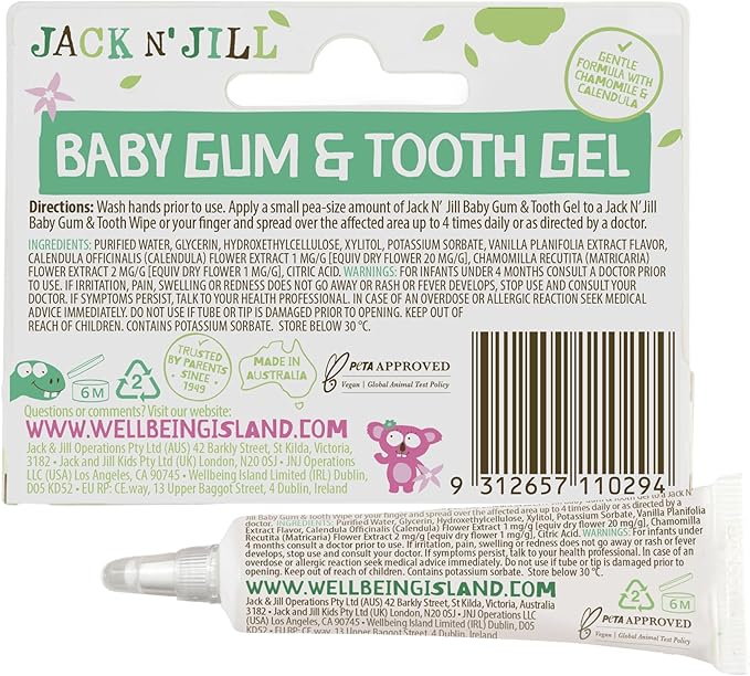 Jack N' Jill Baby Gum & Tooth Oral Gel for Teething Babies - Gentle Teething Essentials with Natural Chamomile & Calendula, No Added Sugars, Suitable for 4 Months & Up - 0.5 oz (15g), 3 Pack