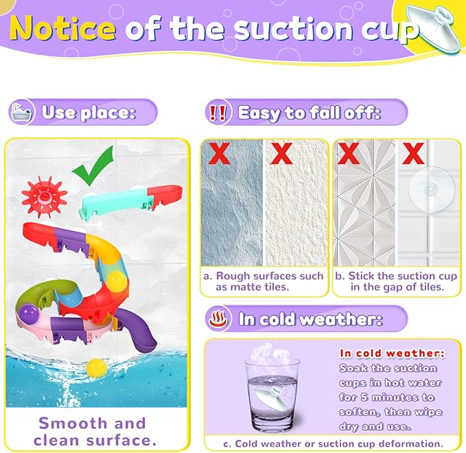 Fajiabao Toddler Bath Toys for Kids Ages 1-3 3-5 Bathtub Toys DIY Slippery Slide Track Fun Baby Shower Toys Birthday Gifts for Boys Girls Bath Time 1 2 3 4 5 6