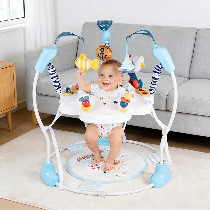 Baby Activity Center, 3-in-1 Baby Jumper, Infant Activity Center with 360° Rotating Seat, Music, Lights, 3 Adjustable Heights, Infant Activity Jumper for 6+ Months JP2401