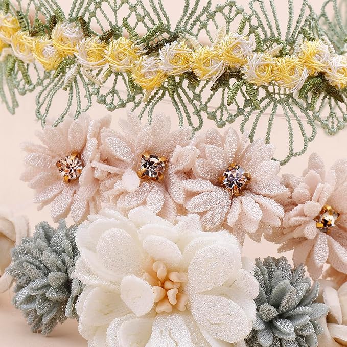Baby Girl Floral Headband Nylon Flower Crown Elastic Hairband 3pcs Hair Accessories Gift for Girls (9571)