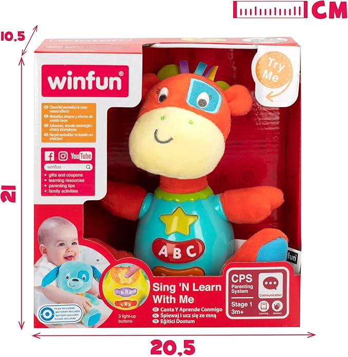winfun 85177 Jirafa with colorful lights, Spanish language, color/model sorted