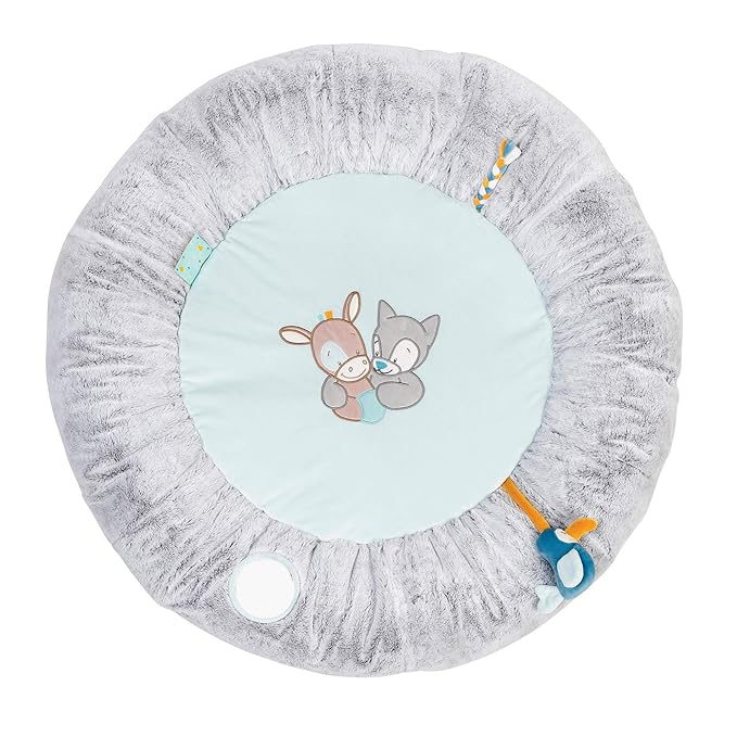 Nattou Tim and Tiloo Play Mat PlayGym with Arch for Security and Head Support 87 x 87 x 52 cm Blue/Grey