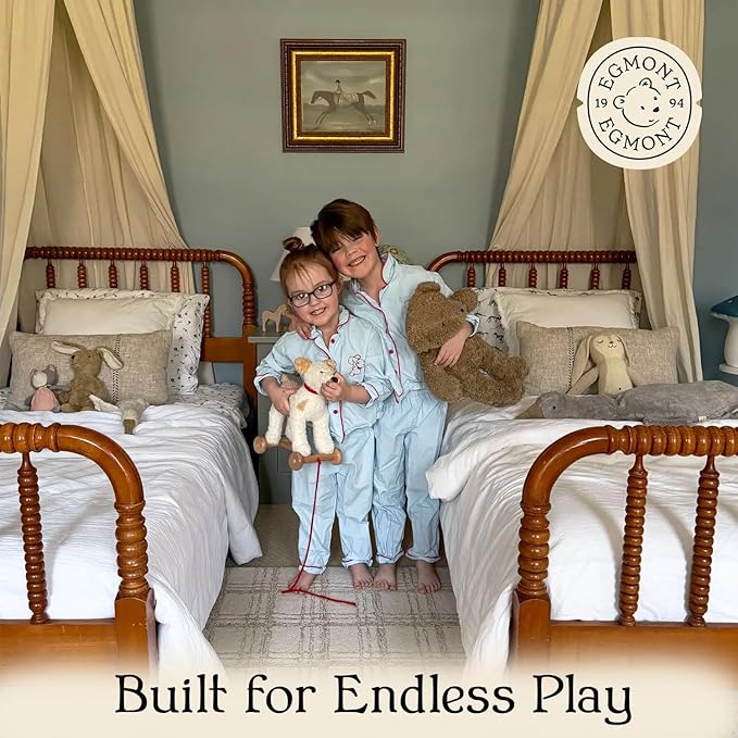 Egmont Toys Eliot Wooden Pull Dog – Montessori Toy for 1 Year Old, Plush Dog Pull Along Set on Wheels, Toddler Pull Puppy, Wooden Soft Plush for Boys and Girls, Educational Baby Drag Along Gift
