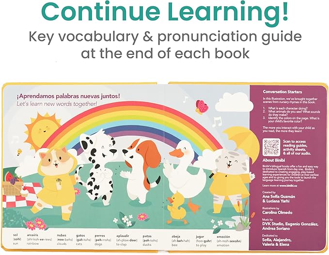 Binibi Sol Solecito – Bilingual Musical Sound Book for Toddlers 1–3, Spanish Nursery Rhymes & Play Songs, Interactive Board Book. Libro en Espanol para bebés.