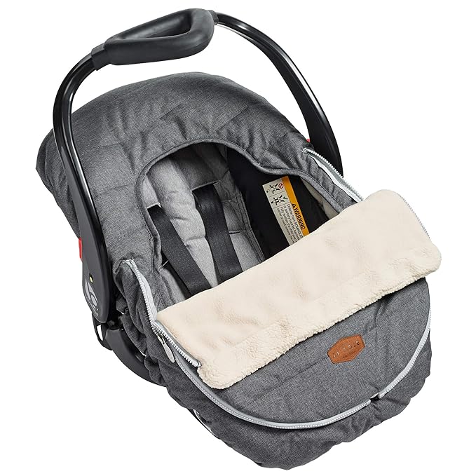JJ Cole Baby Car Seat Cover, Blanket-Style Baby Stroller & Baby Carrier Cover, Heather Gray