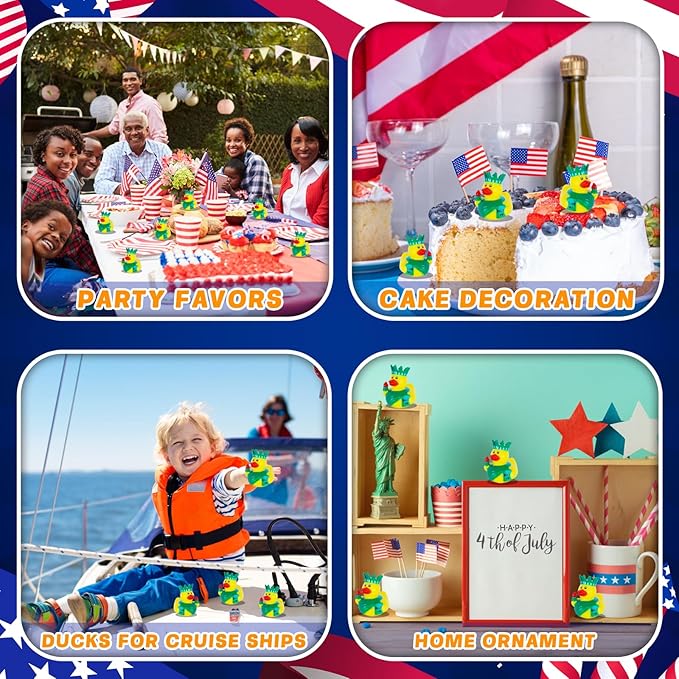 12 Pcs Patriotic Rubber Ducks,Statue of Liberty Ducks,4th of July Ducks for Party Favors Baby Bath Toys Kids Classroom Exchange Prizes Jeep Ducking for Independence Day