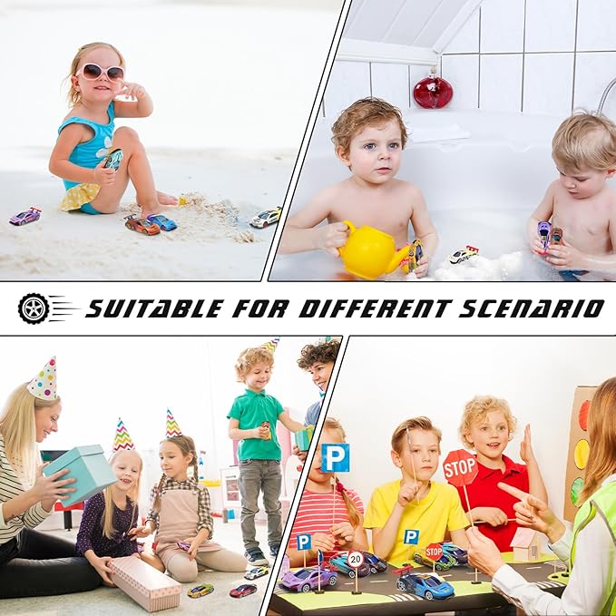 Soulchen 24 Pcs Color Changing Cars Water Activated Bath Toys Vehicles in Water Fillers Sensory Toys Theme Party Giveaways Goodies Funny Gift for Ages 4-8 Boys Girls Toddlers