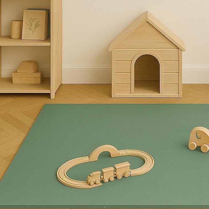 Toddlekind Playmat -Classic Foam Play Mat- 4 x 4 feet Premium Quality Foam Play Mat for Babies/Toddlers, Stylish, Non-Toxic, Odorless, Moss