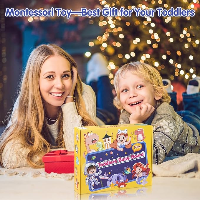 Montessori Busy Board Boy, Toddler Toys for 3-6 Years Old Boy, Toddler Busy Book Educational Learning Sensory Activity Toys for Road Airplane Travel for Kids with Autism