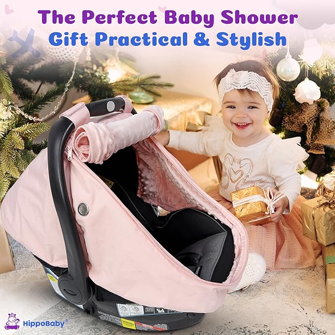 HippoBaby Waterproof Baby Car Seat Cover | Windproof Carseat Cover for Babies | Infant Car Seat Cover for Boys, Girls & Carseat Covers Baby Girl | Universal Fit (Black)