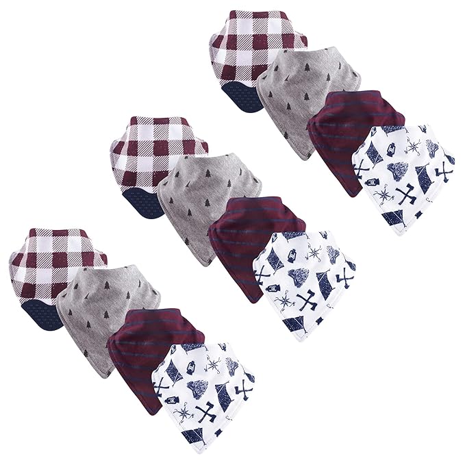 Yoga Sprout Bandana Bib with Teether, 12 Pack, Happy Camper