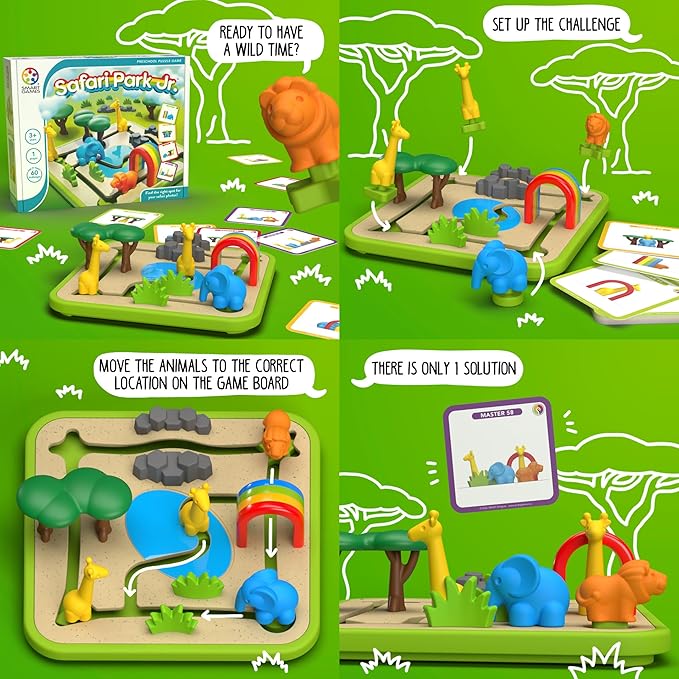 SmartGames Safari Park Jr. – Preschool Logic & Matching Puzzle Game with 60 Challenges for Ages 3+