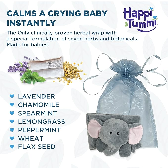 Happi Tummi Colic and Gas Relief for Babies and Infants- Heated Belly Wrap for Newborns - Aromatherapy Wrap for Upset Tummy and Constipation