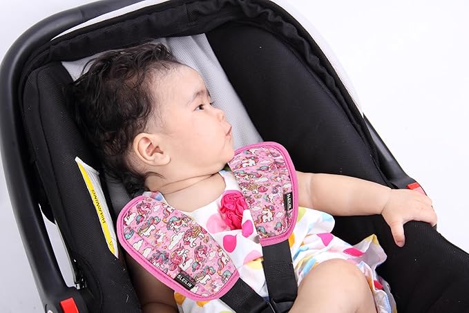 3 Pcs Car Seat Straps Shoulder Pads Suit for Kids : Ultra-Soft Child Car Seat Strap Covers, Kids Car Seat Strap Pads, Cute Plush Printed Seat Belt Covers, Hip Support, for Pushchair, Baby Stroller