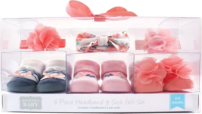 Hudson Baby Girl's Headband and Socks Giftset