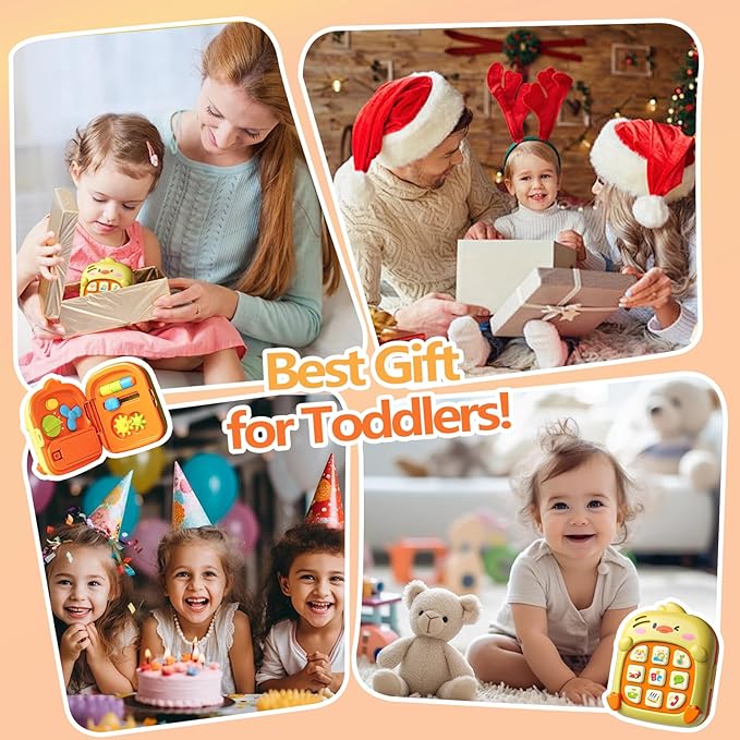 COUOMOXA Duck Baby Music Toy for Toddler: 1-3 Years Old Kids Sensory Busy Board - Montessori Early Educational Toy for 9-12-18 Month Age Travel Game - Christmas Birthday Gift for Boys Girls