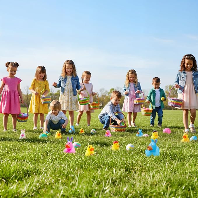 36 Pcs Easter Rubber Ducks,Baby Showers Accessories,Mini 2.16" Bunny Duckies Bath Toys for Kids Girls Boys Fun Bath Easter Basket Stuffers Eggs Fillers Party Favors Gifts(Easter)