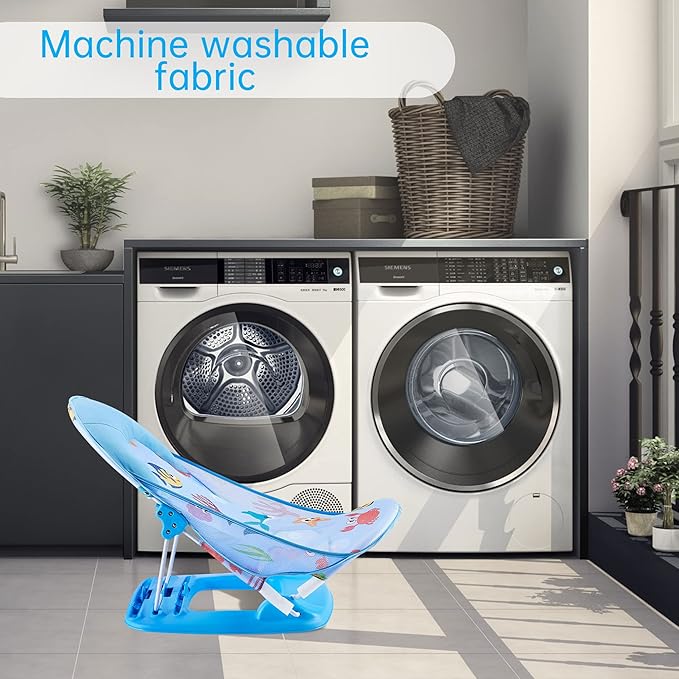 Foldable Baby Bather With 3 Adjustable Reclining Positions for Use in Sink or Bathtub - Newborn Infant Support 0-12 Months (Blue-01)