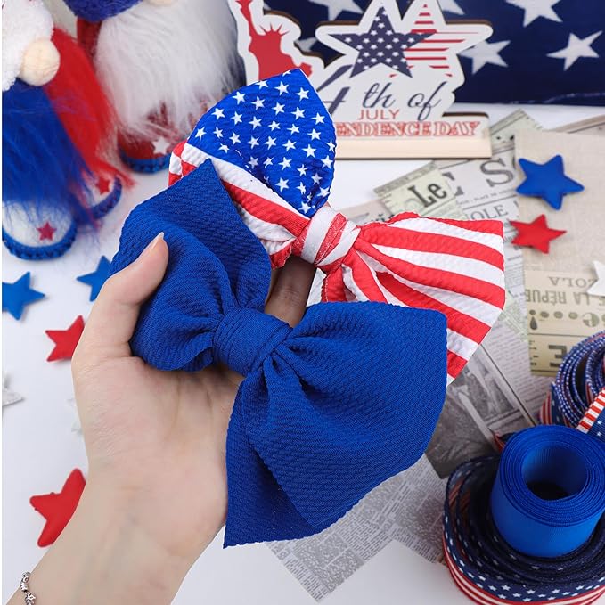 4th of July Bows for Girls Infant Headbands Big Bows for Baby Fourth of July Headband Patriotic Baby Bows 0-6 Months Hair Accessories Flag