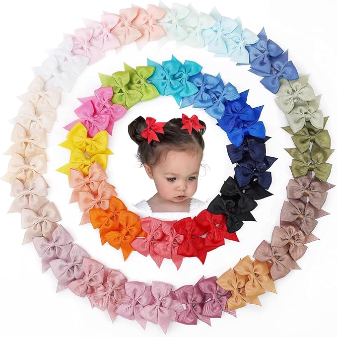 JOYOYO 60Pcs Baby Bows Alligator Hair Clips in 30 Pastel Colors, Barrettes and Bows for Baby Girls,Toddlers,Kids