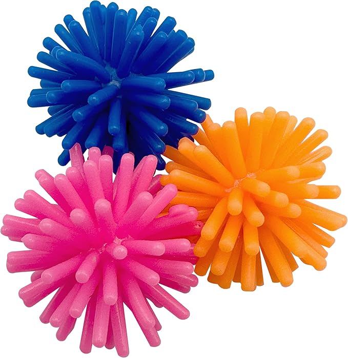 by M&M 2139 Pk12 Rainbow Spike Balls - Classic Rubber Bird Foot Toys, Lightweight Soft Spiked Balls, Bright Bird Pleasing Colors, Great for Small Pets Budgies Cockatiels Lovebird