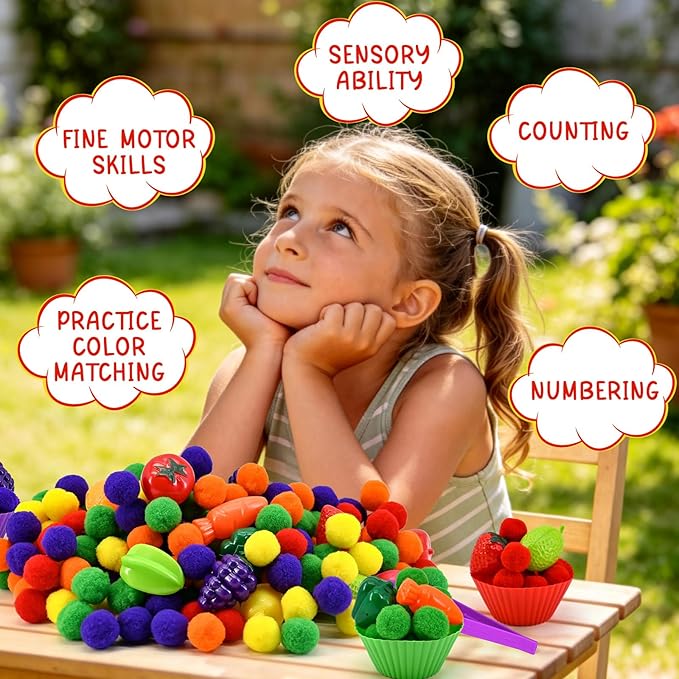 134 Pcs Farm Sensory Bin Filler Fruits Food Counting Sorting Sensory Bin Items Fine Motor Vegetable Counts for Easter Day Spring Summer Sorting Counting Decor (Farmer)